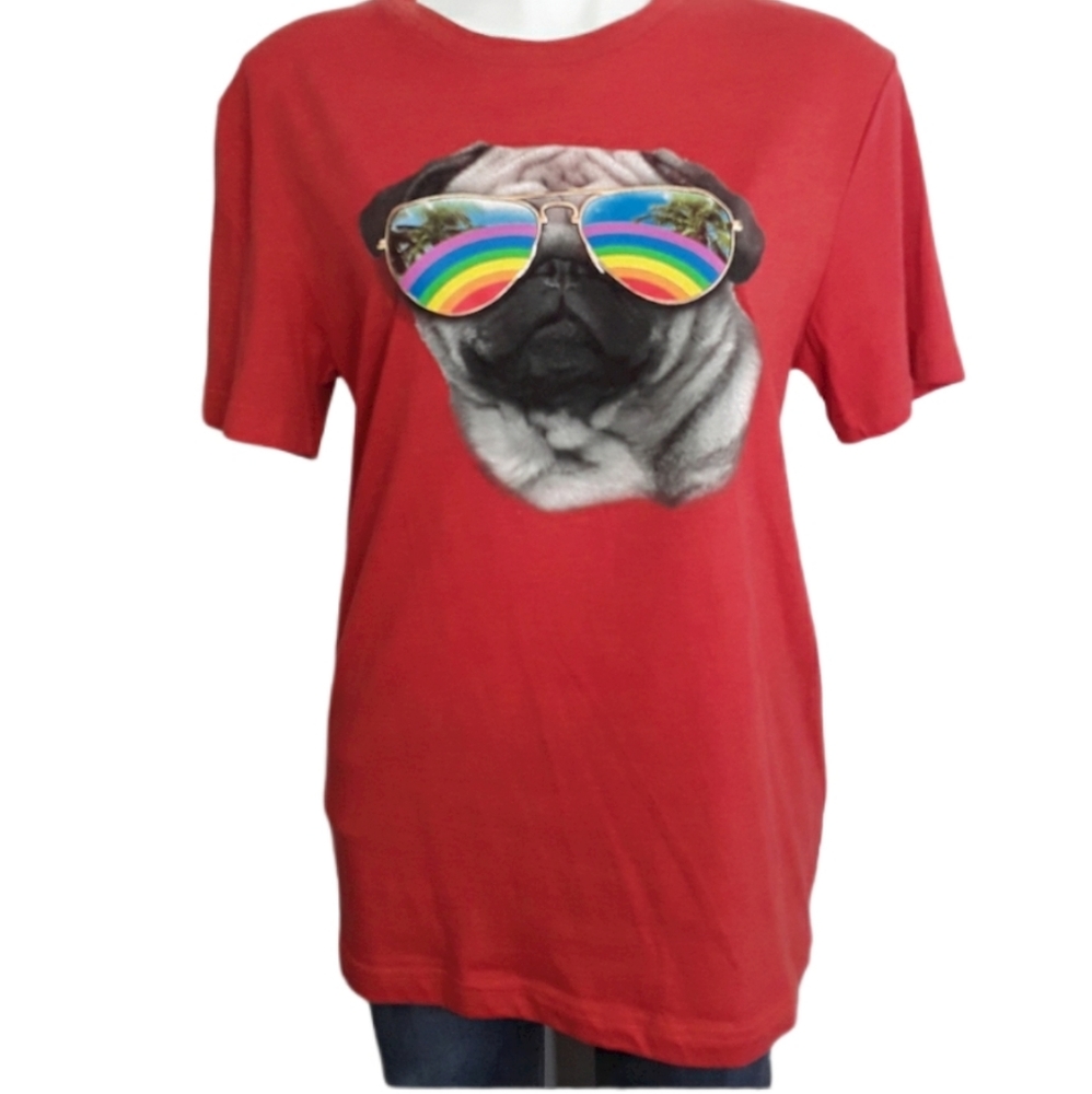 Well Worn Brand Pug w/PRIDE Sunnies Graphic Tee NWT sz S